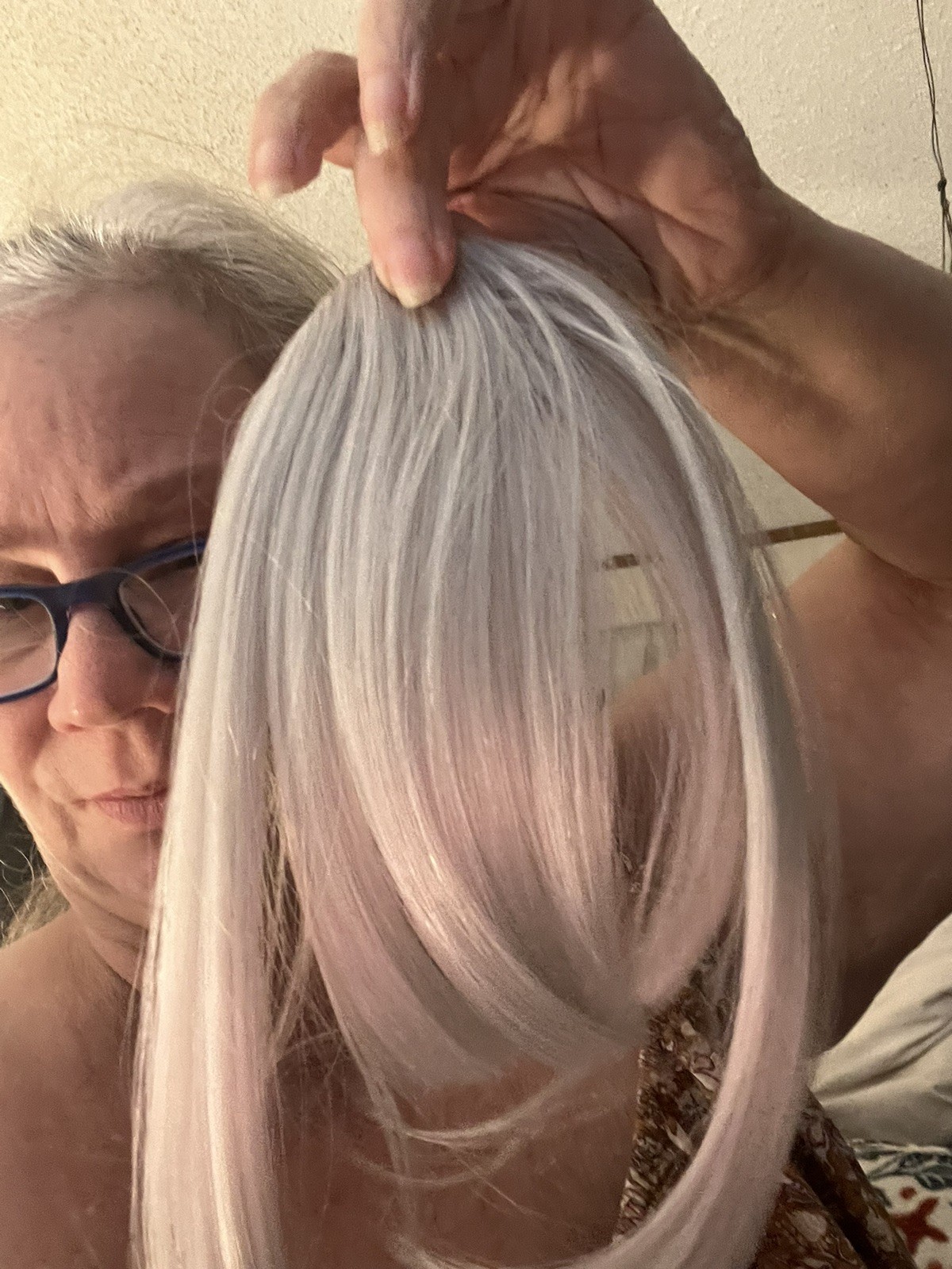 Grey hair Bangs Clip in on Fringe Hair Extensions As Front Hairpiece plus pins