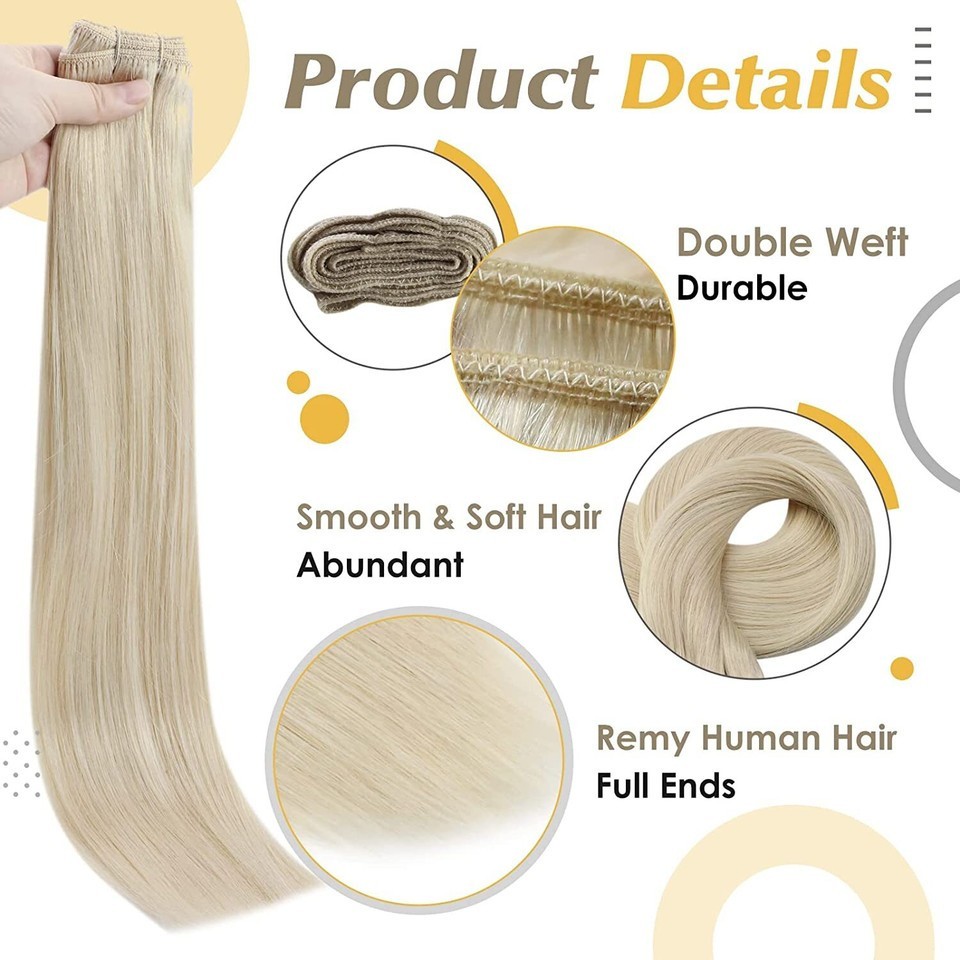 Double Weave Sew in Weft Hair Extensions Russian Remy Human Hair Weft Bundles