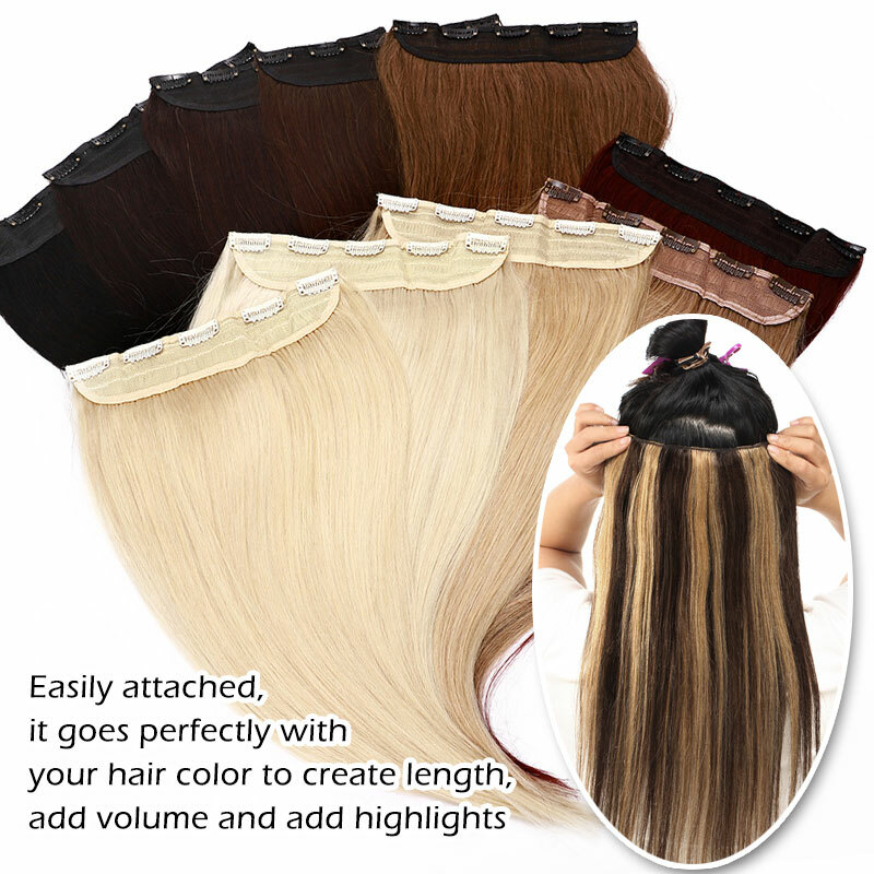8-24″ Clip in Real Remy One Piece 100% Human Hair Extensions Full Head Hairpiece