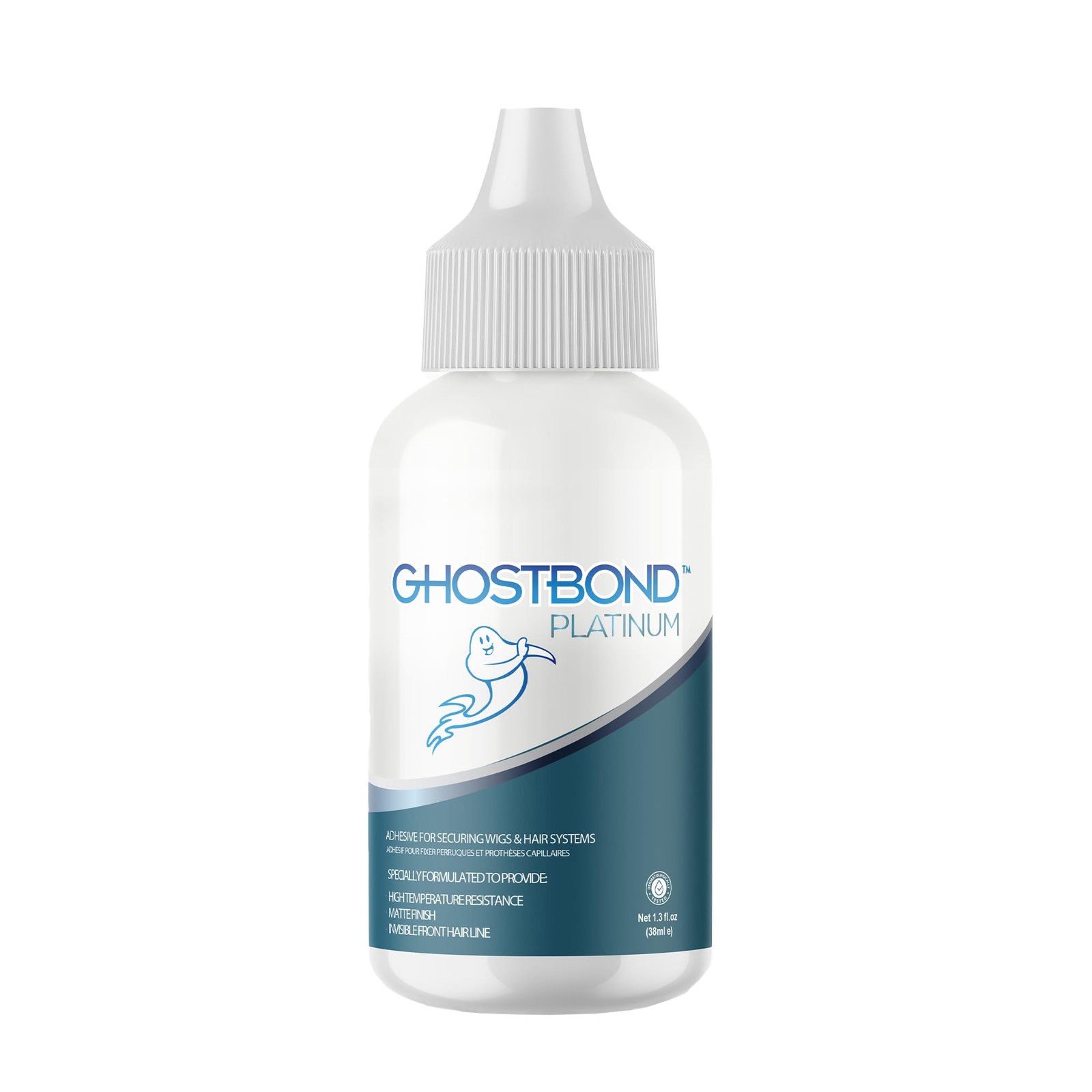 GHOSTBOND Platinum Water Resistant Wig Glue for Extreme Heat 1.3 Ounce, White