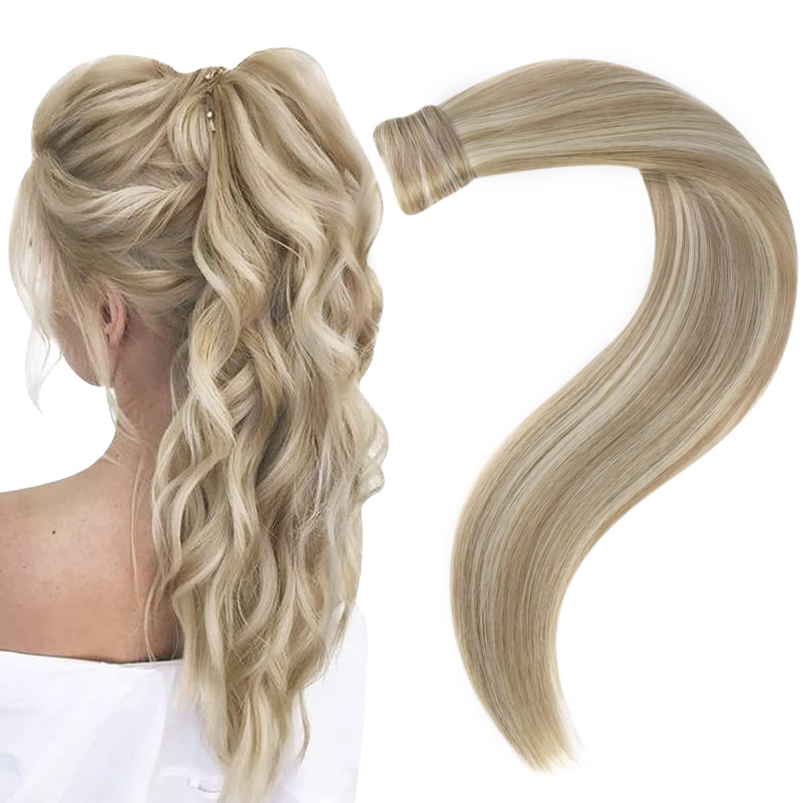 Pony Tails Hair Extension Blonde Ponytail Extension Human Hair Golden Blonde …
