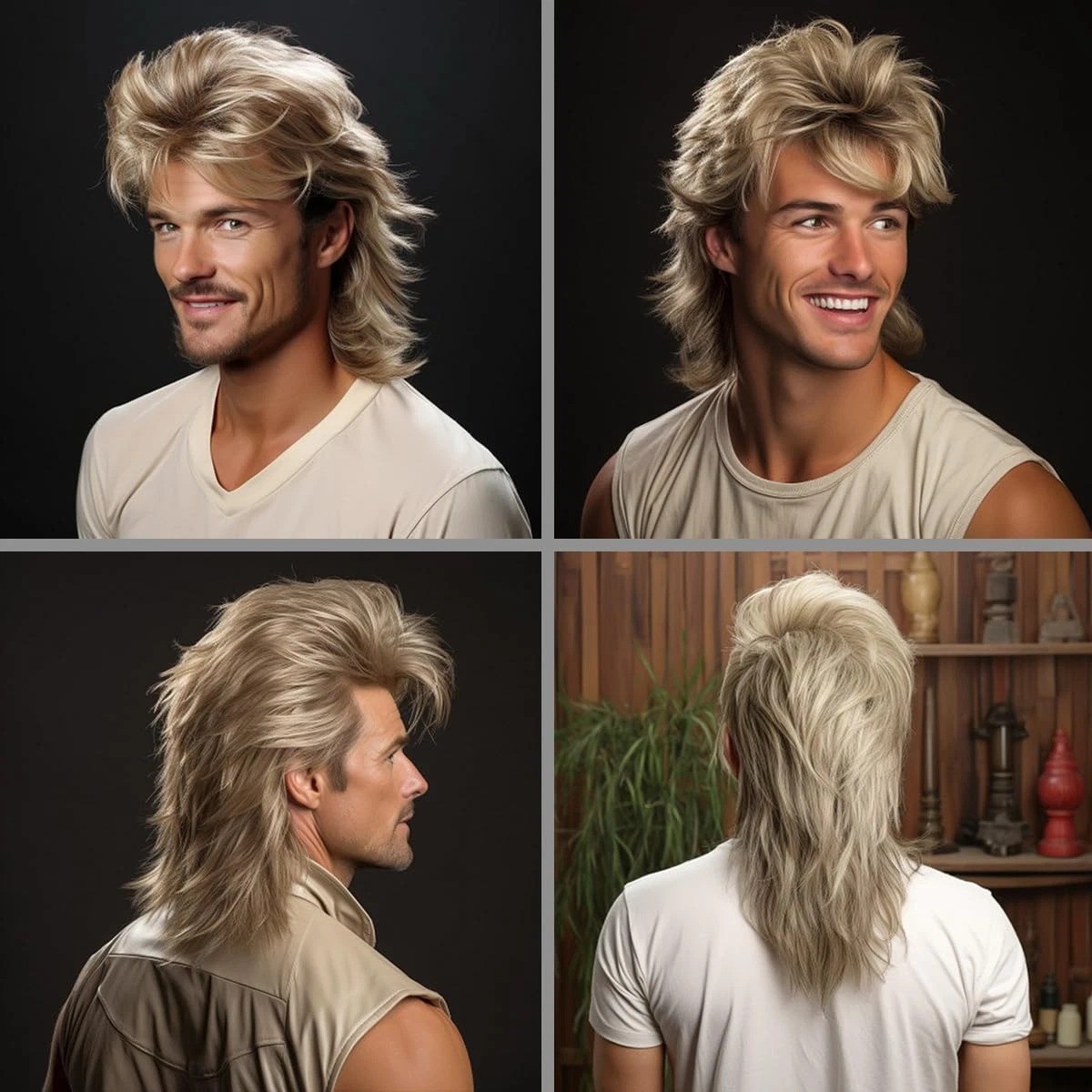 Blonde Mullet Wig|Adult Funny Wigs for Men|Pop Rock Wig|Joe Dirt Wig for 70S|80S