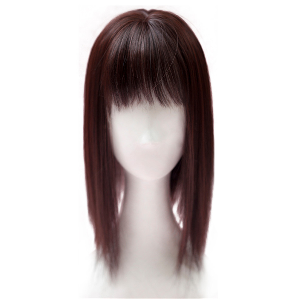 Mono Hairpiece/Toupee Replacement Women Top Synthetic Hair Topper With Bang