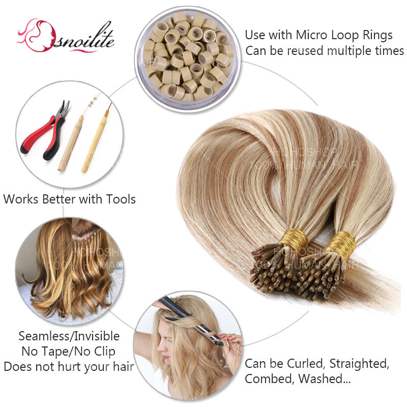 Super Pre Ponded Stick I Tip On 100% Remy Human Hair Extensions 1g/s 0.5g Blonde