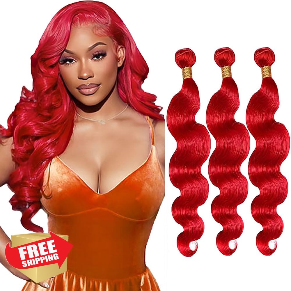 CrmBmod 24 26 28 Inch Red Burgundy Body Wave Hair
