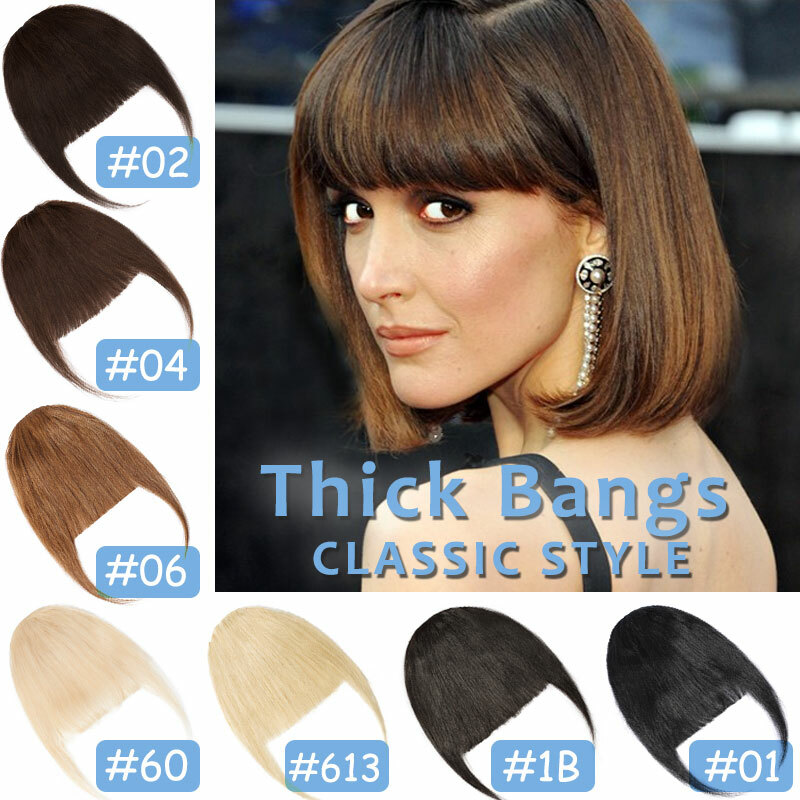 Thick/Thin Fringe Bangs 100% Remy Human Hair Extensions Clip In Hairpiece Brown