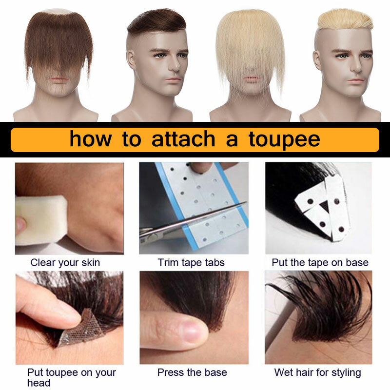 Front Piece Mens Toupee Hairpiece PU 100% Real Human Hair Replacement System USA