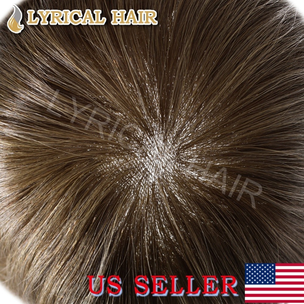 Mens Hair Replacement System Ultra Thin Skin V-looped Toupee invisible Hairpiece
