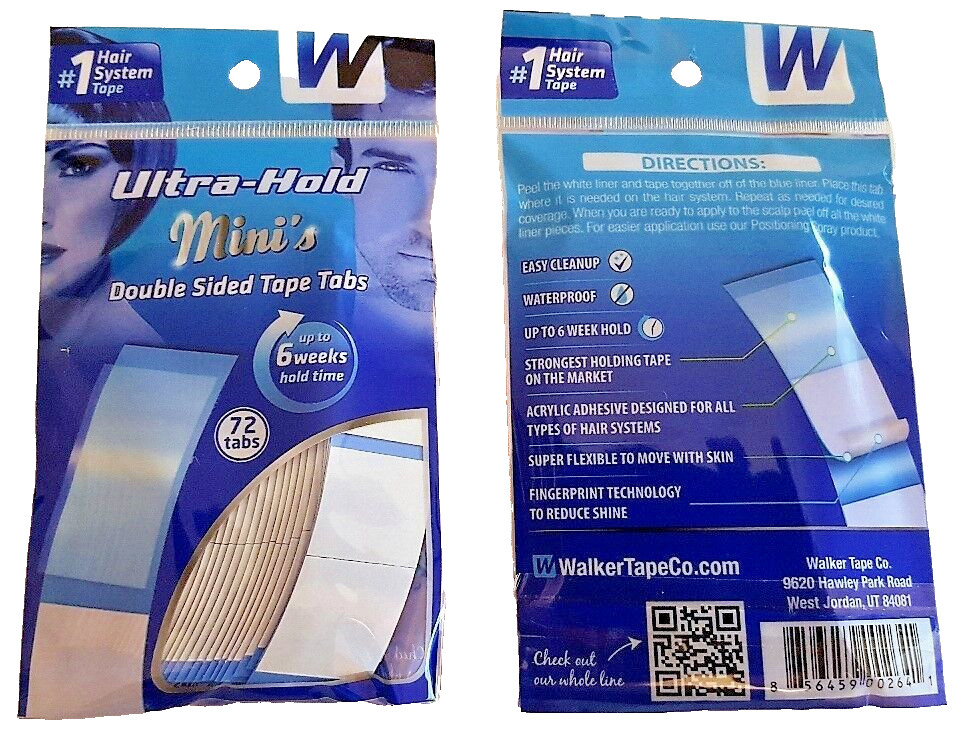 Walker Ultra Hold Wig, Toupee, Hairpiece Tape Mini’s Double Sided Tape 72 Tabs