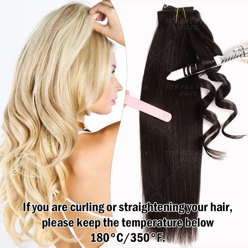 Clip in Remy Human Hair 100% Hair Extensions 8PCS Full Head Remi Weft 16″-24″