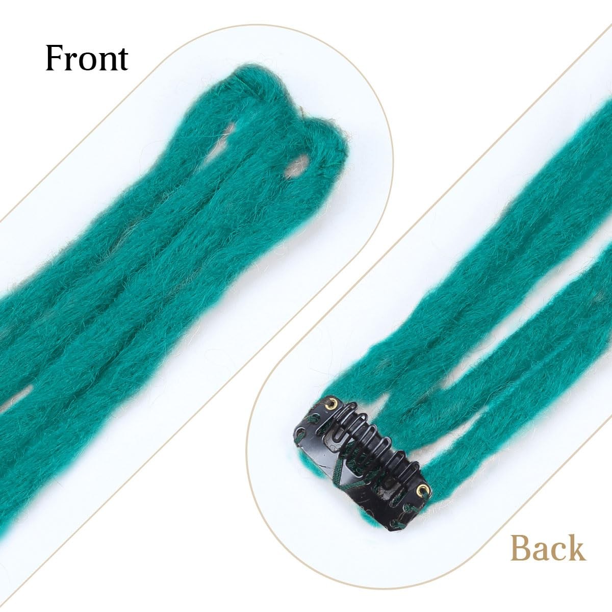 Lounoke 20 Strands 5 Clips In Dreadlock Extensions, 24 inch Teal Green Synthe