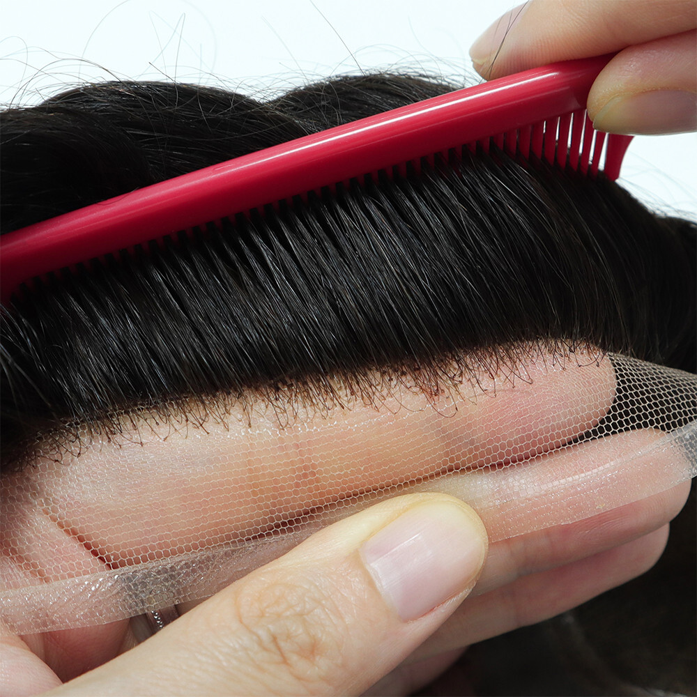 Toupee For Mens Human Hair Fine Mono French Lace Replecement System Hair 8×10 DV