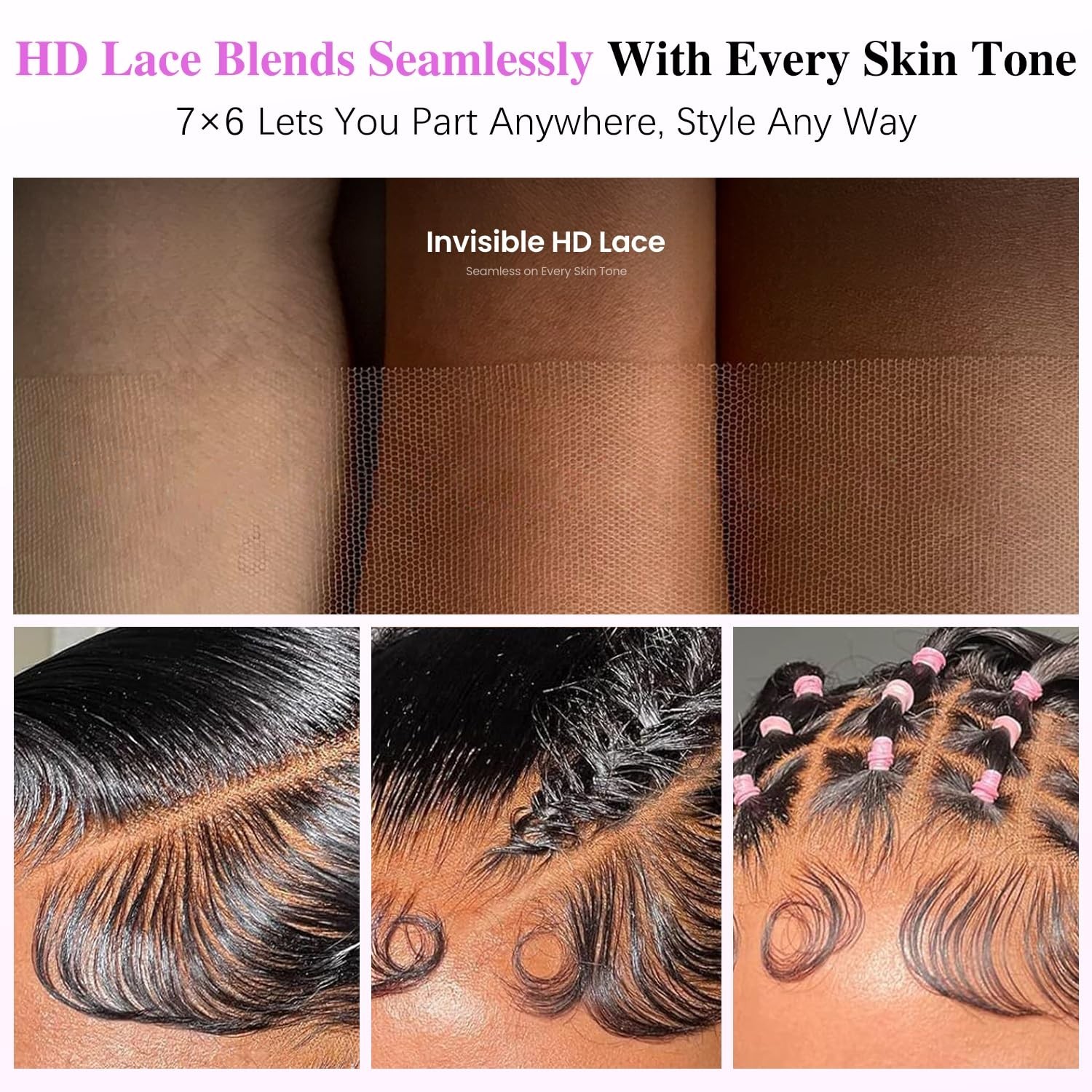 16 Inch 7×6 Curly Glueless Human Hair Wig, Pre-Plucked, 250% Density, HD Lace