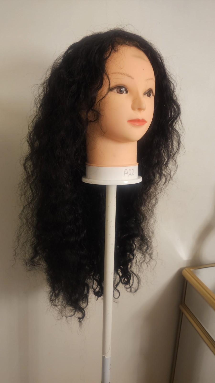 High Quality regular Top Black 26 to 28″ curly 100% Virgin Human Hair Lace Wig