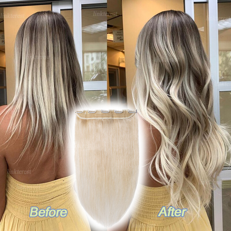 Real Remy Hair 3/4 Full head One Piece Clip in Human Hair Extensions 16in-24in