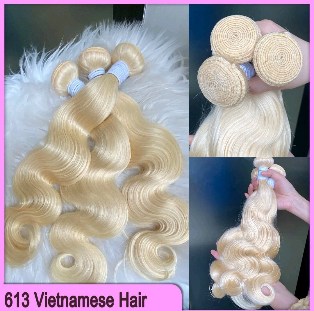 13A+VIETNAMESE RAW VIRGIN HAIR BLONDE 613# DOUBLE DRAWN 100g/300g BODY WAVE/STRA