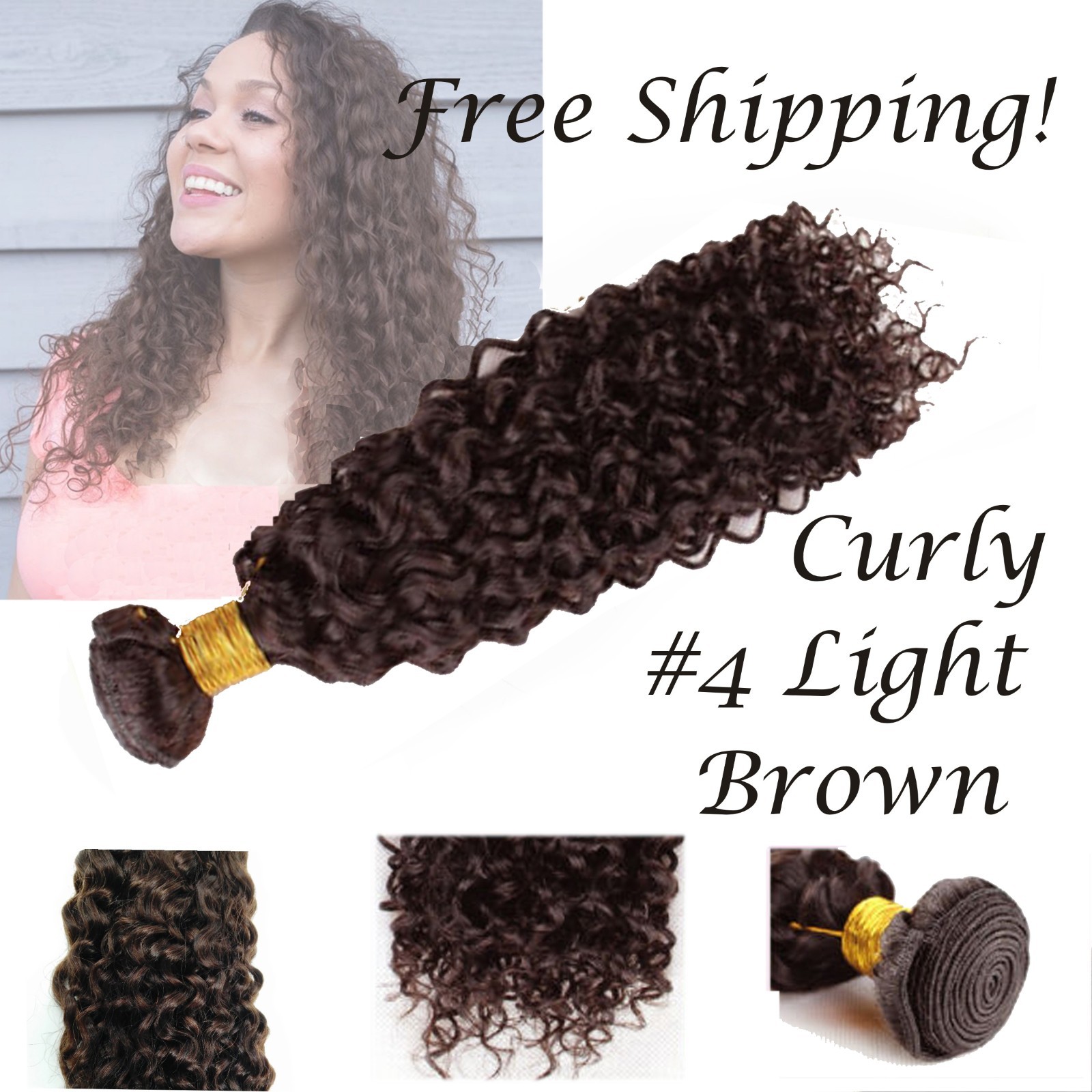 Light Brown Jerry Curl Curly Sew In Hair Weave Extension 100 Human