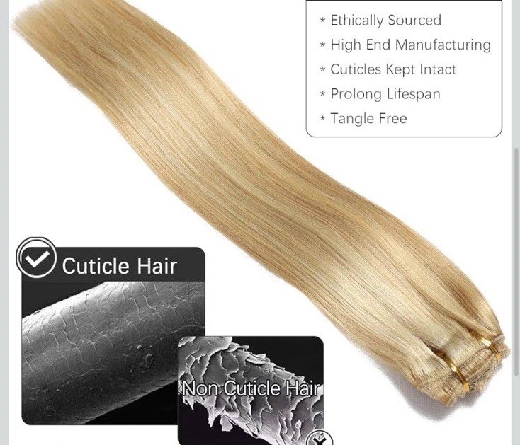 Dalise 24″ Clip In Human Hair Extensions Dirty Blonde Bleach Highlight 7pc 120g