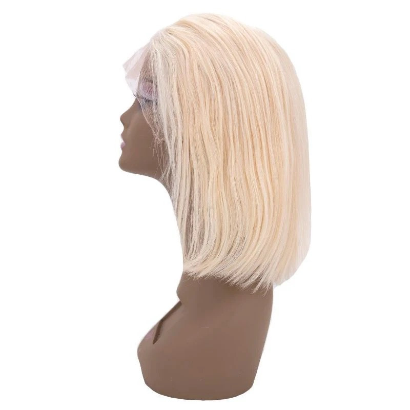 Virgin Hair Blonde Straight 4×4 Transparent Bob Closure Construction Lace Wig 12