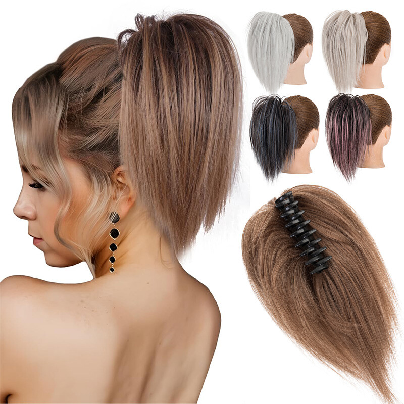 Natural Clip on in Messy Bun Hair Piece Extension Wedding Claw Clip Updo Hair US