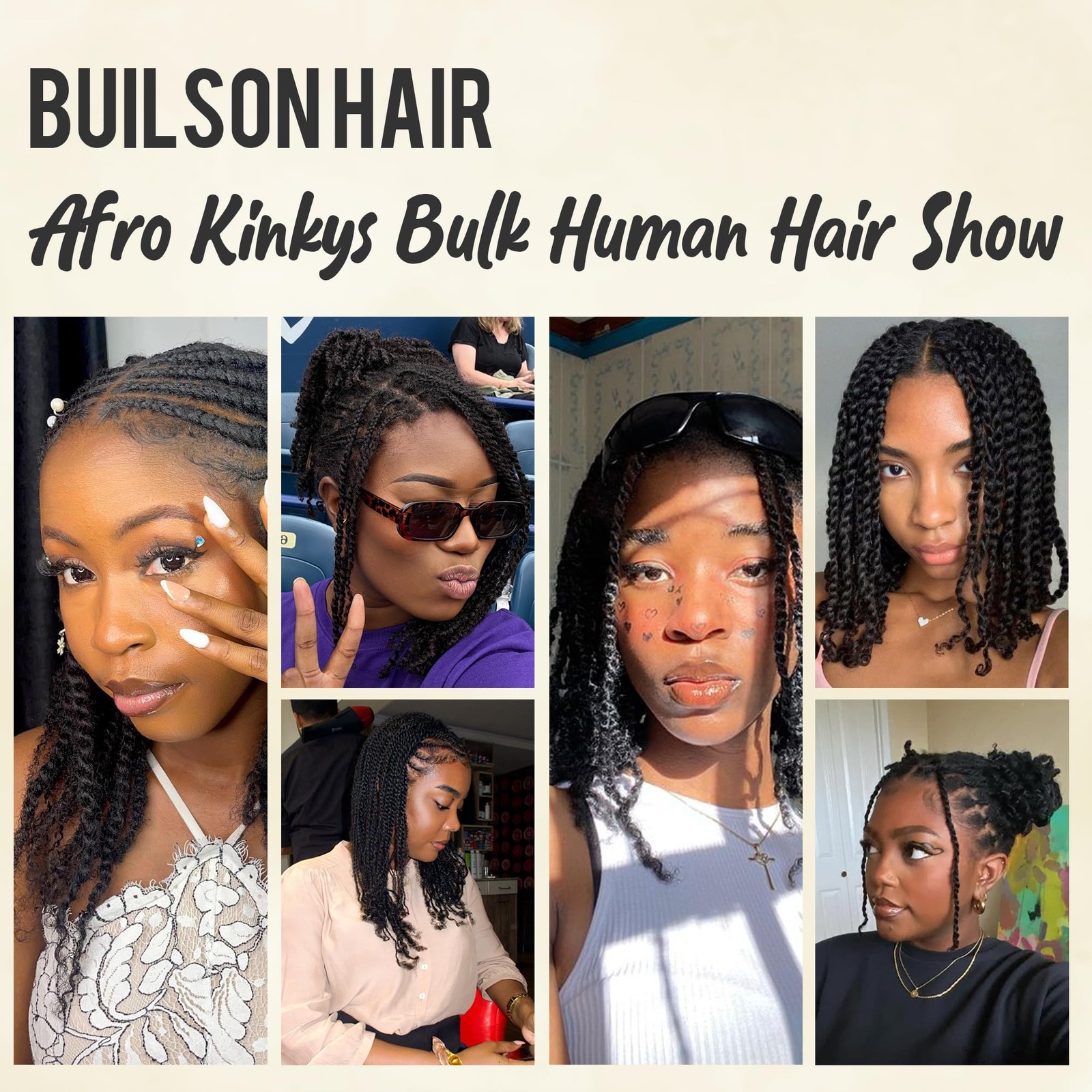 Builson Afro Kinkys Bulk Human Hair -100 Real Human Hair For Mini Twist