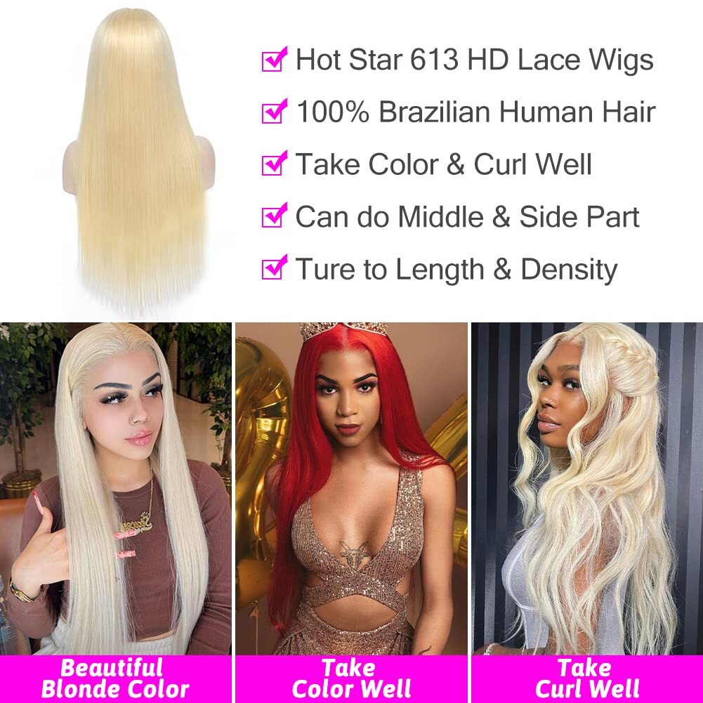 613 Blonde 13*4 HD Lace Wear Go Glueless Wig Pre-Cut Human Hair