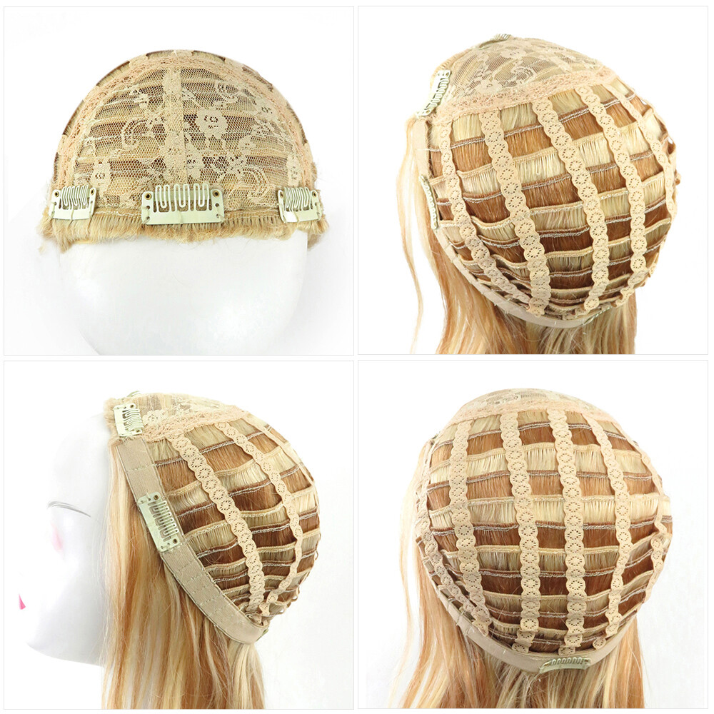 Long Body Wavy Glueless 100% Human Hair 3/4 Half Wig Machine Weft Cap 140g-200g