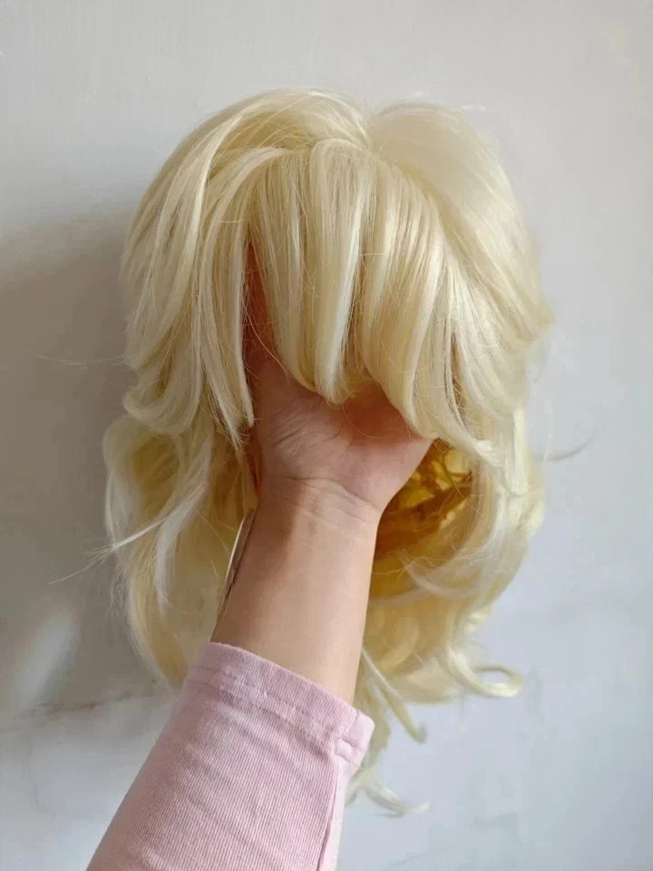 Curly Wave Bob Wig Short Blonde Wig With Bangs For Women Synthetic Nat