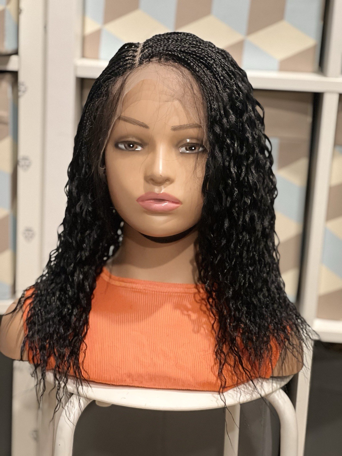 Braided wig: beautiful Handmade braided wig, water wave made on a full lacewig.