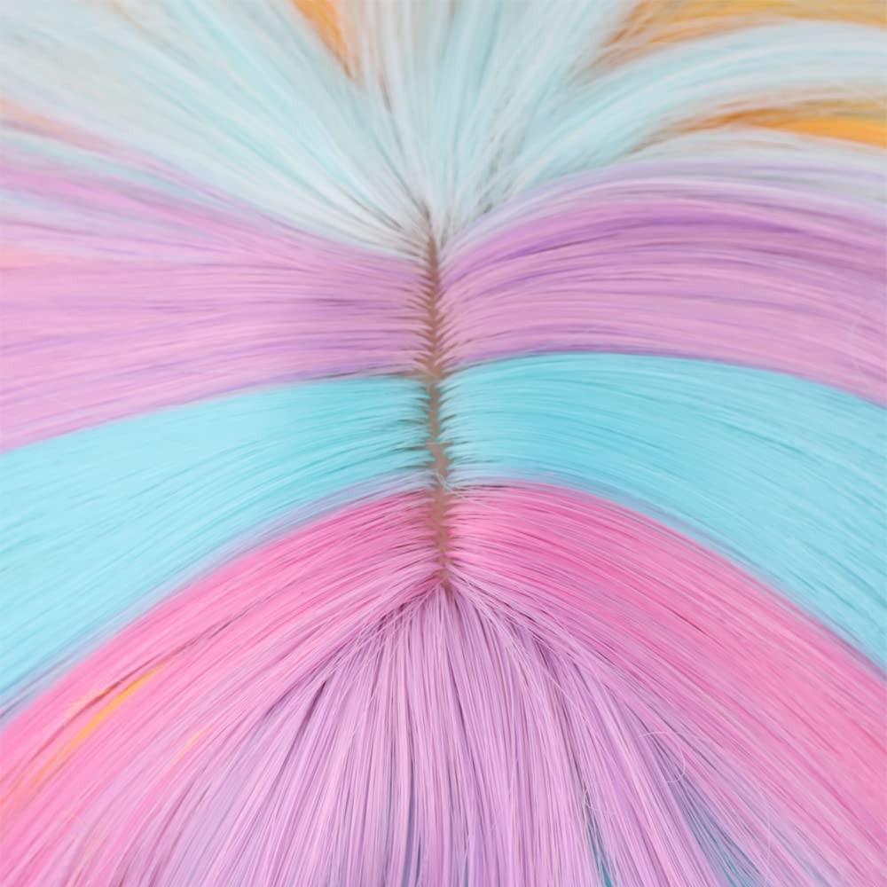 Rainbow Wigs for Women Short Curly Wavy Multi Color Wig for Girls Short Bob W…
