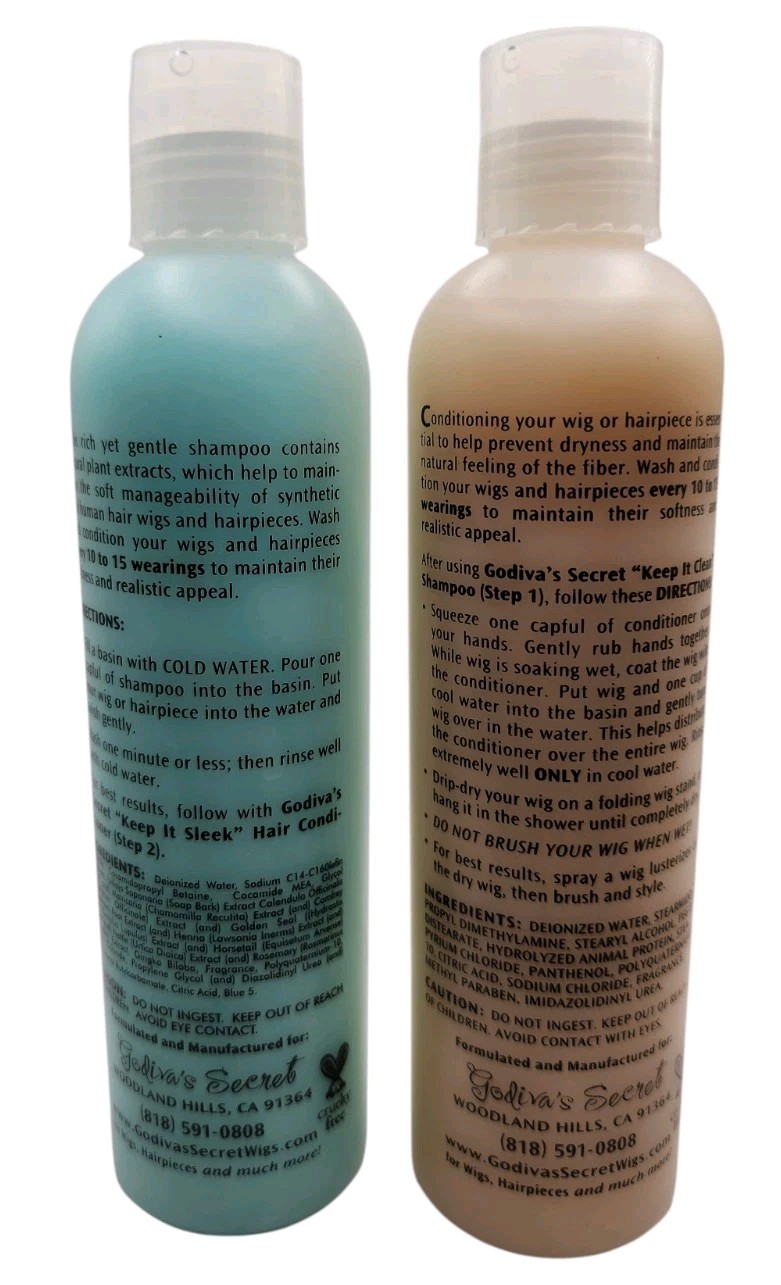 New Godiva’s Secret Shampoo & Conditioner Set For Synthetic Wigs 8 oz Full Size