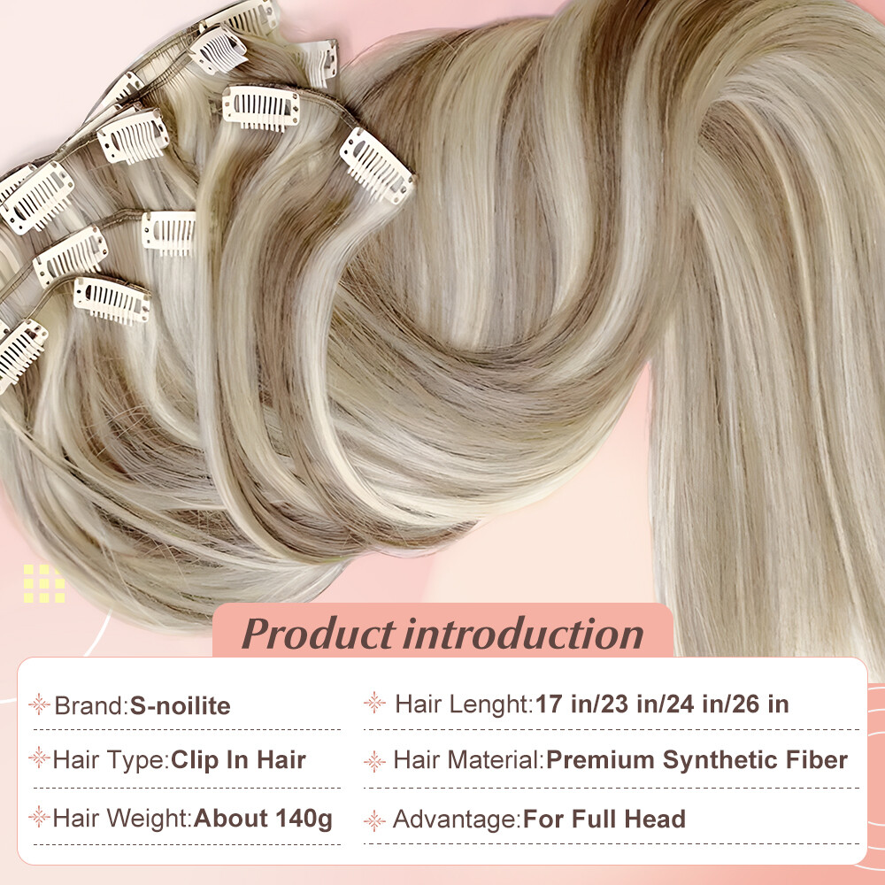 US 8 Pieces Clip In Hair Extensions Full Head Natural As Human Real Thick Wavy