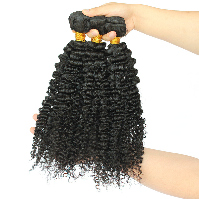 Jerry Curl unprocessed Virgin Brazilian Human Hair 1&3 Bundle natural color