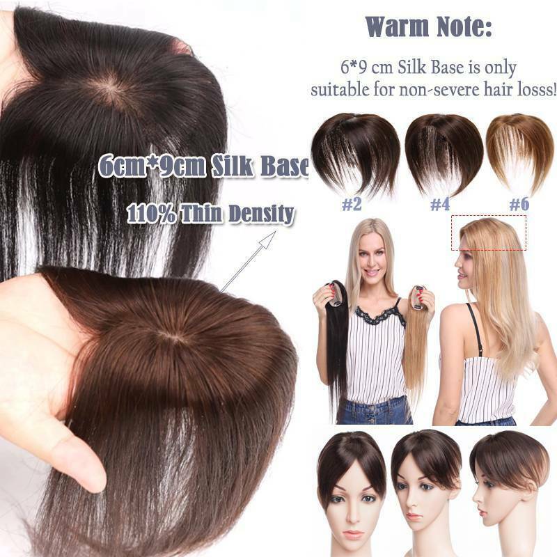 CLEARANCE Topper Hairpiece Clip In 100% Remy Human Hair Toupee Silk Base Women