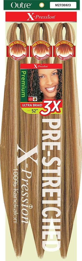 X-pression Expression Kanekalon Outre 3X Xpression Pre-Stretched 52″ M27/30/613