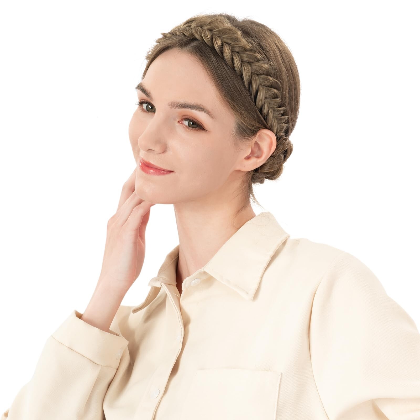 Messy Wide 2 Strands Synthetic Hair Braided Headband Classic Chunky Braid Hea…