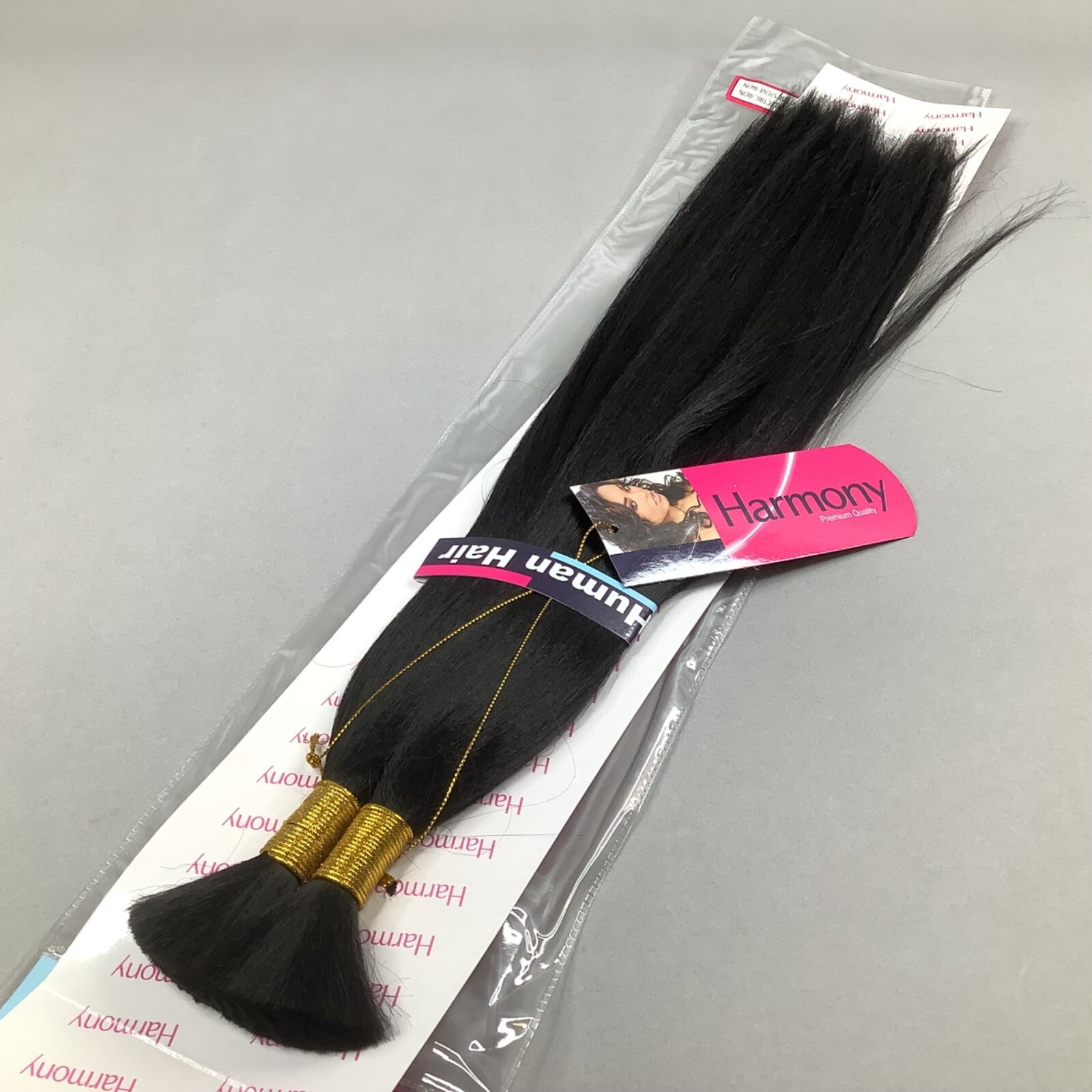 2 Packs 18” #1B Off Black Yaki Bulk Micro Braiding Blend Hair by Harmony