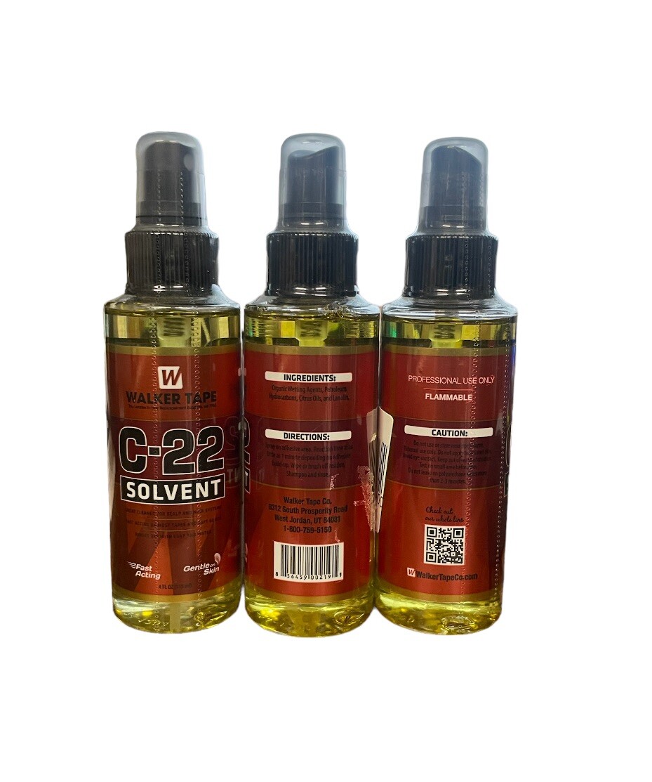WALKER TAPE C-22 SOLVENT ADHESIVE REMOVER FAST ACTING ( 3 Packs ) 4 OZ Each