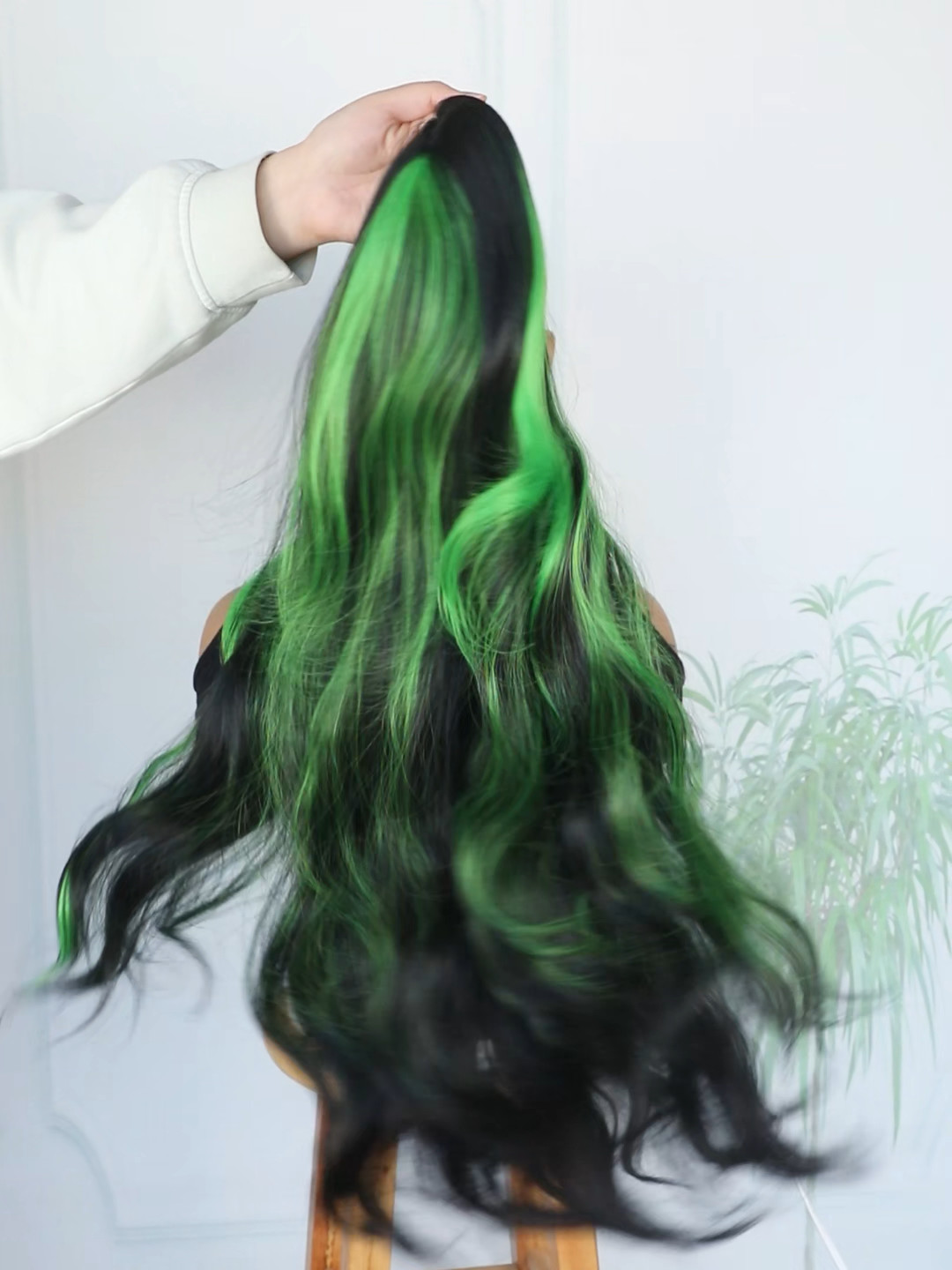 Green Highlights Ombre Long Wavy Lace Front Wigs Pre Plucked Natural Hairline