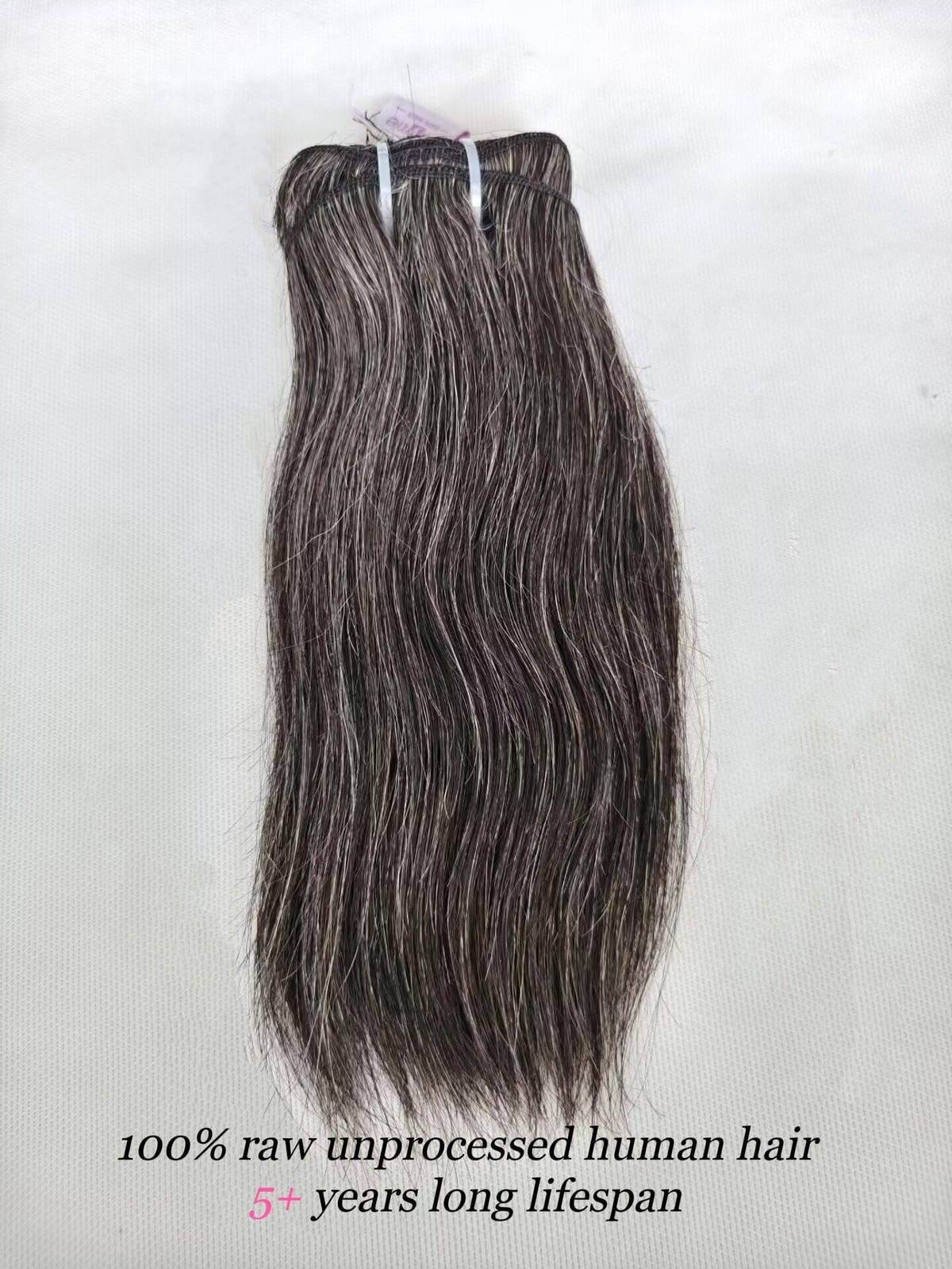 Clytie Human Hair Bundle Short Gray Salt and Pepper Unprocessed 6in Virgin Hair