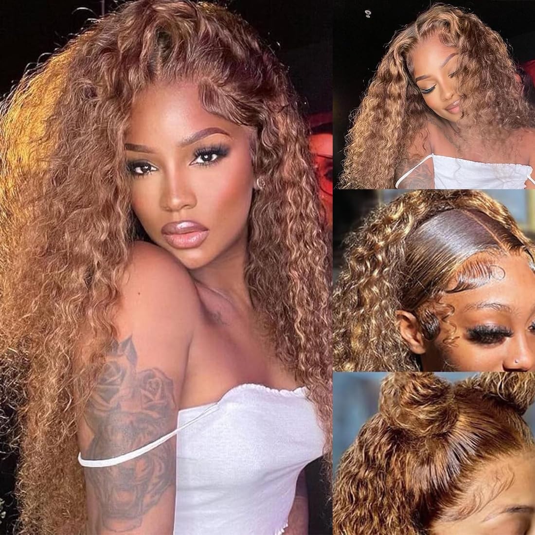 5×5 Deep Wave Honey Blonde Lace Front Wigs Transparent Lace Wigs Human Hair