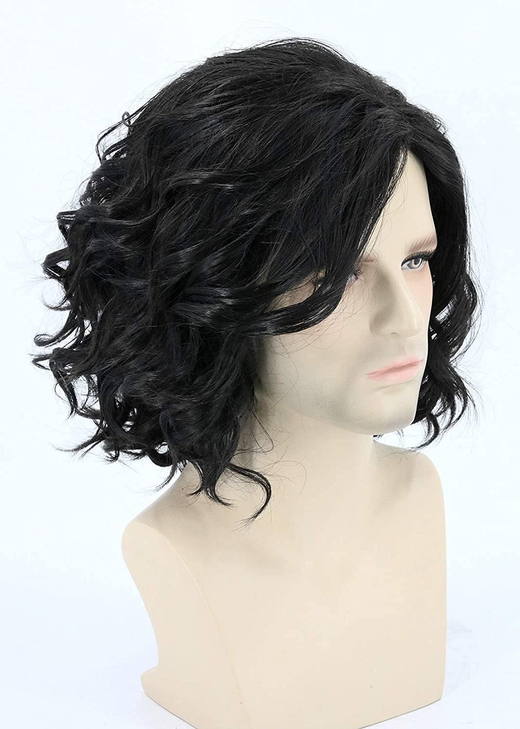 Adjustable 14-inch Black Curly Wig – Perfect for Halloween & Cosplay Events