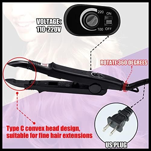 Keratin Hair Extension Kit: Heat Iron, Keratin Glue Granules, Protector Template