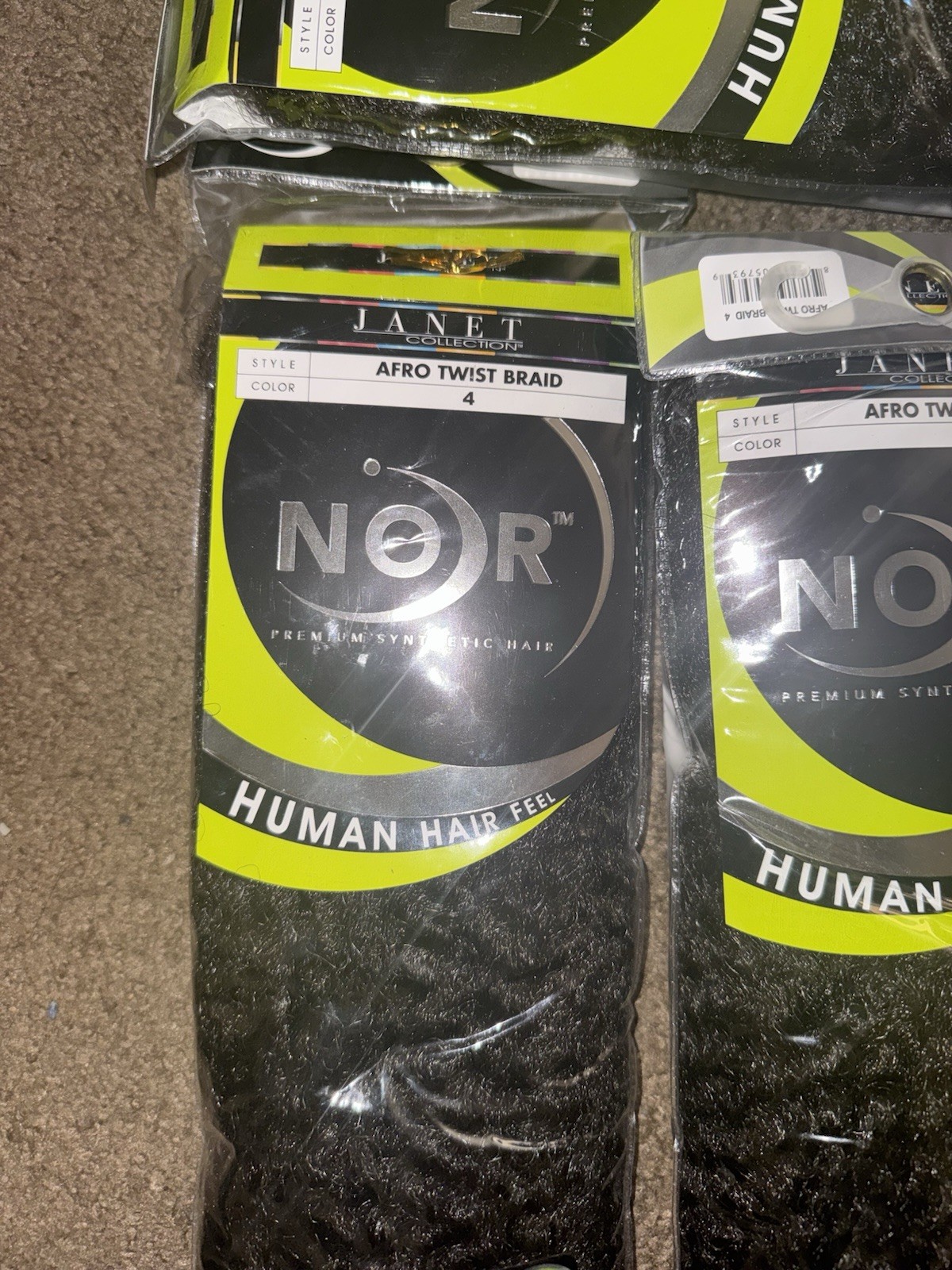Janet Collection NOIR Afro Twist Braiding Hair 4” Dark Brown 70g Lot of 5 NWT