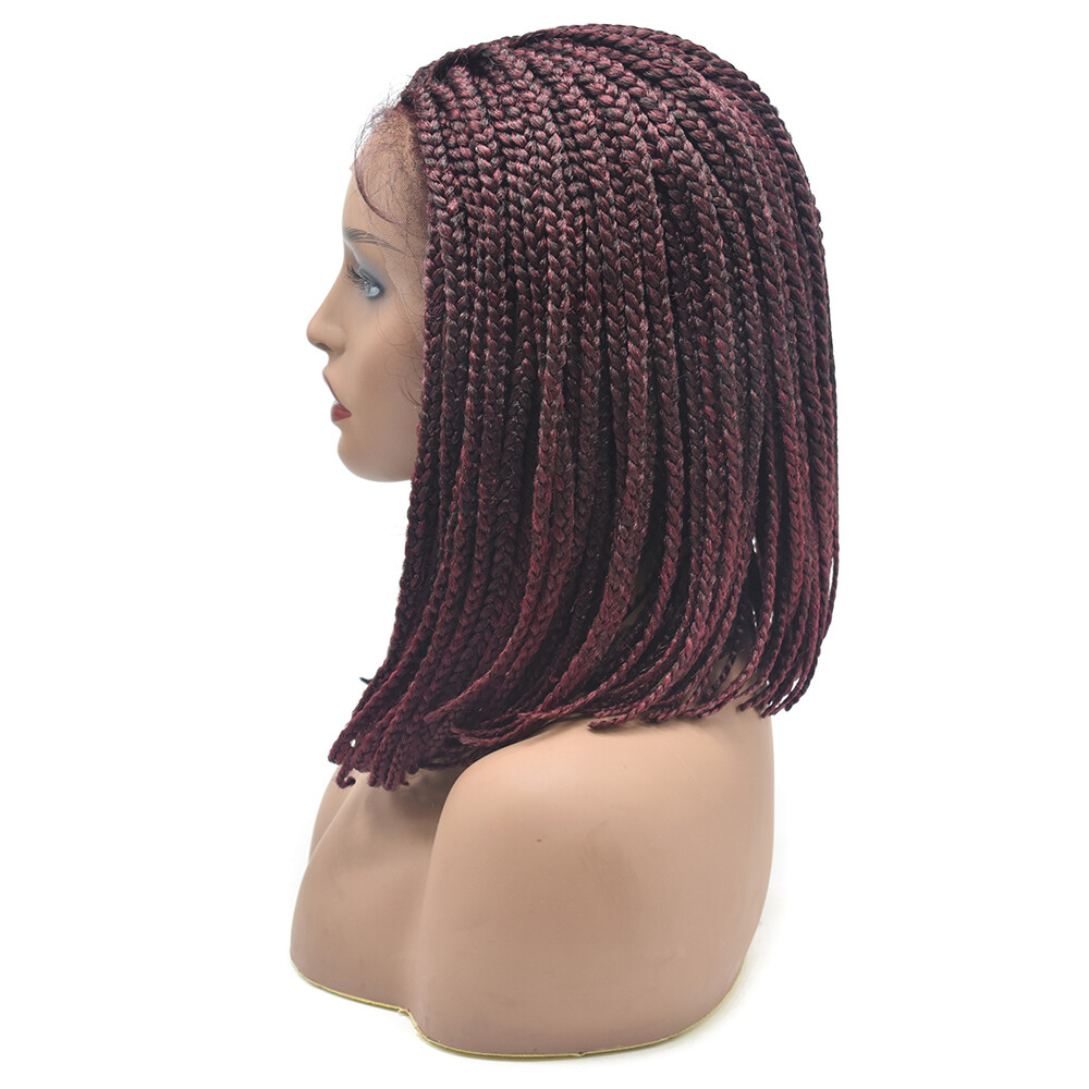 Swiss Lace Front Box Braids Cornrow Short Wig with Baby Hair for Black Women US