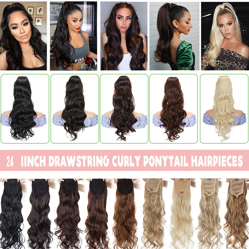 200g Real As Human Thick Drawstring Ponytail Clip In Hair Extension Pony Tail US