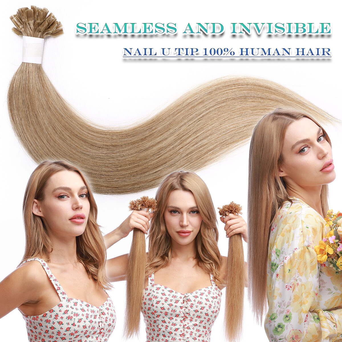 Nail U Tip THICK Keratin Real Remy Human Hair Extension 16-24 Thick Russian Glue