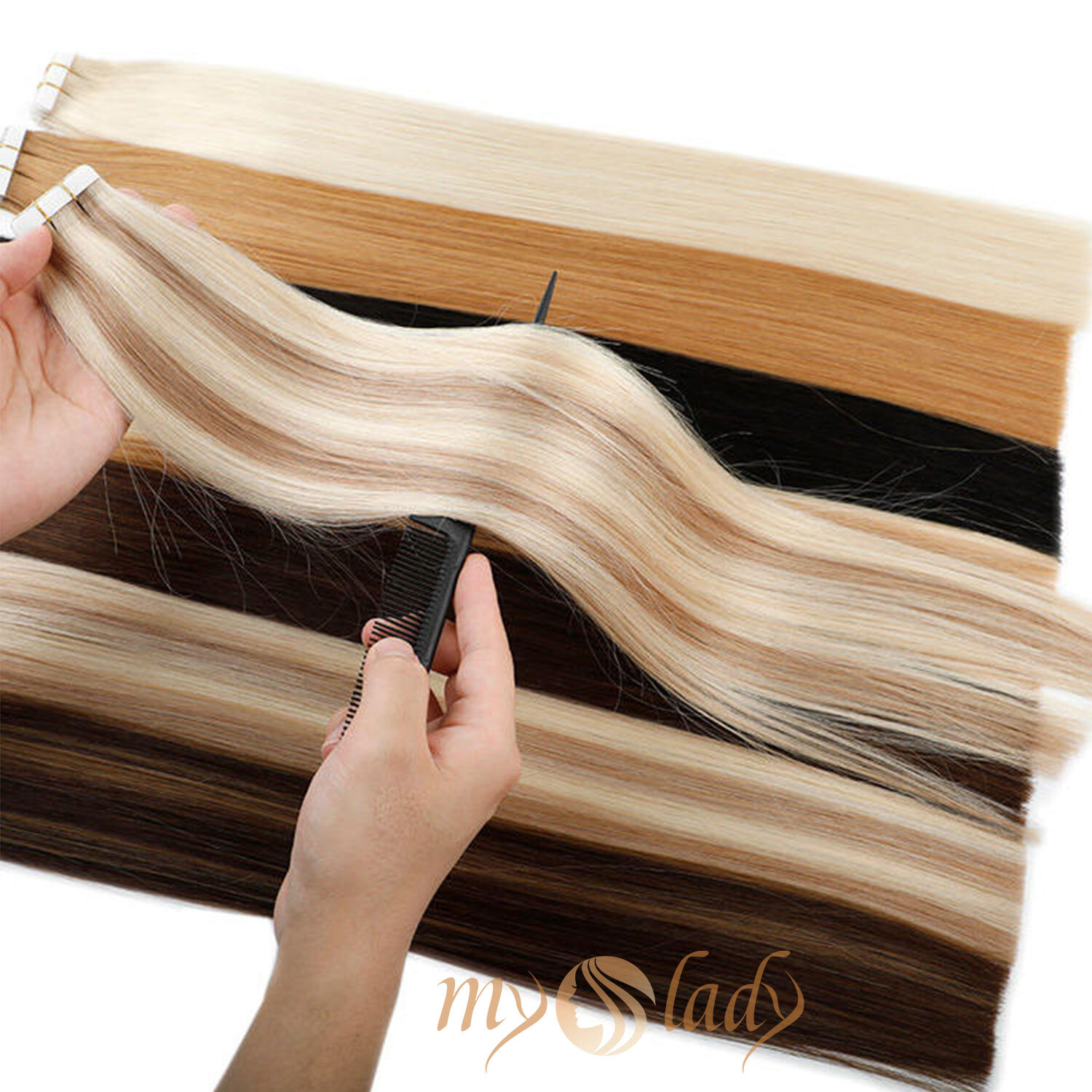 THICK 100G Tape In 100% Remy Human Hair Extensions Skin Weft FULL HEAD Blonde US