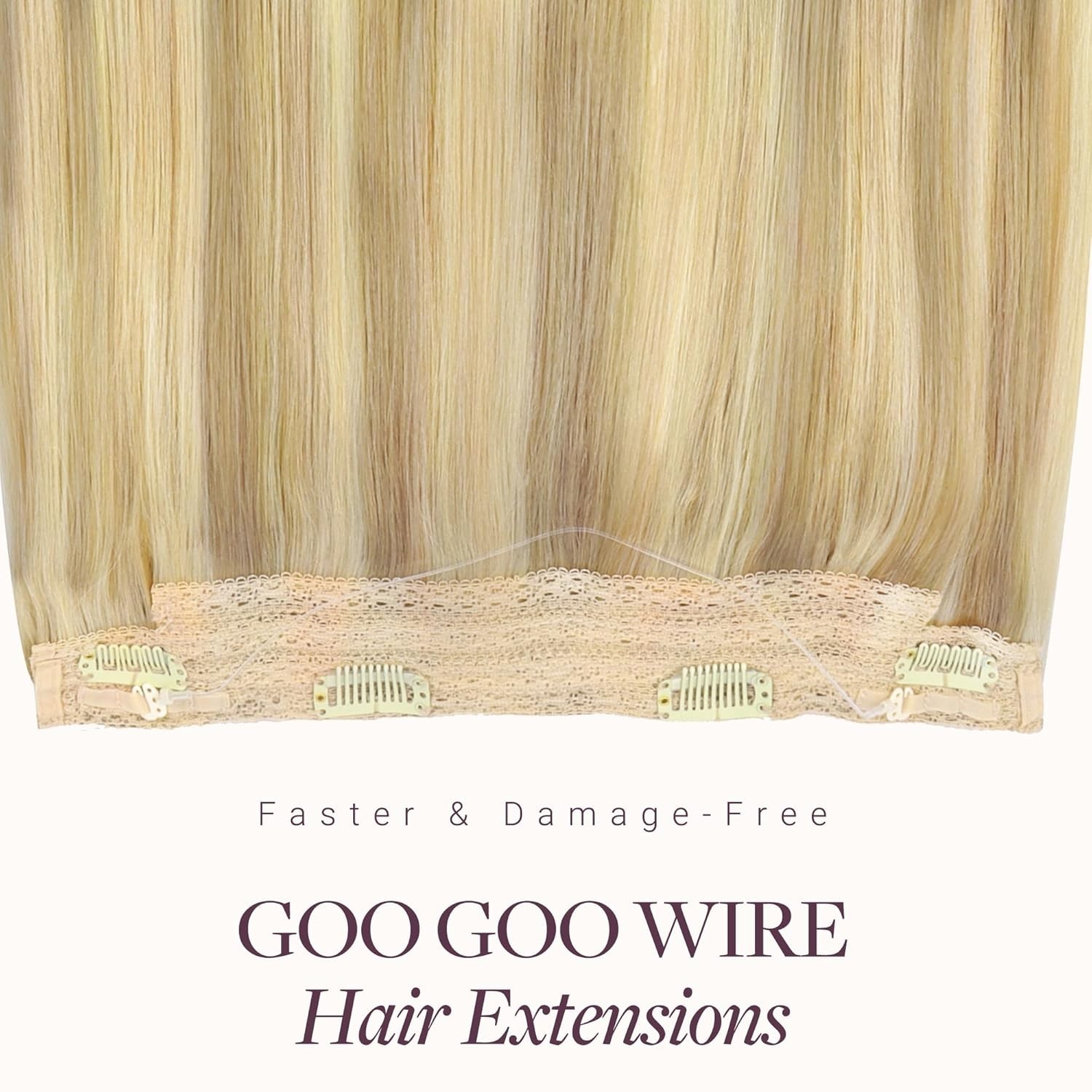 Wire Hair Extensions Human Hair, 16/22 Light Blondewith mix Golden Blonde Hig…