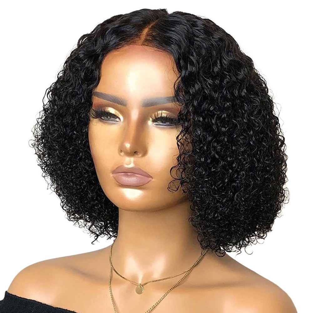 Women Curly Black Afro Curly Wave Lace Front Wigs Synthetic Hair Wig
